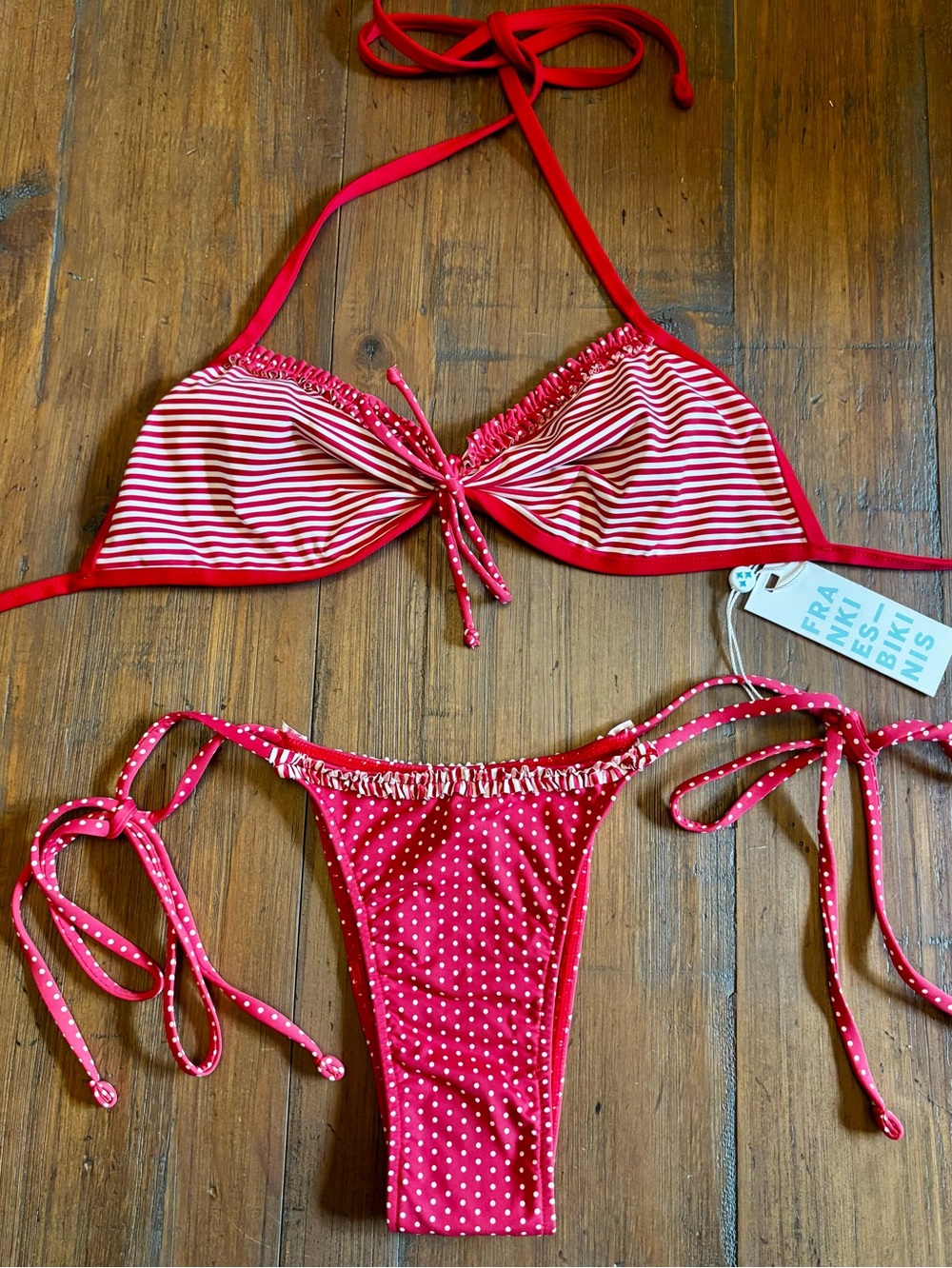 NWT Frankie’s bikinis scarlet dot bikini set